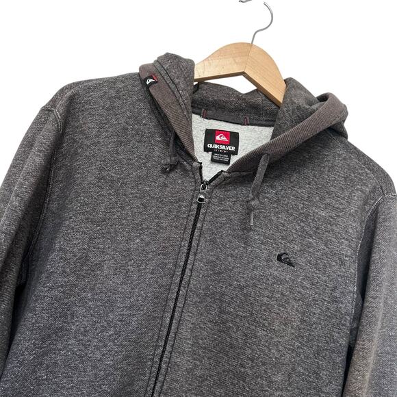 Quiksilver Gray Full Zip Hoodie Sz L - Picture 3 of 6